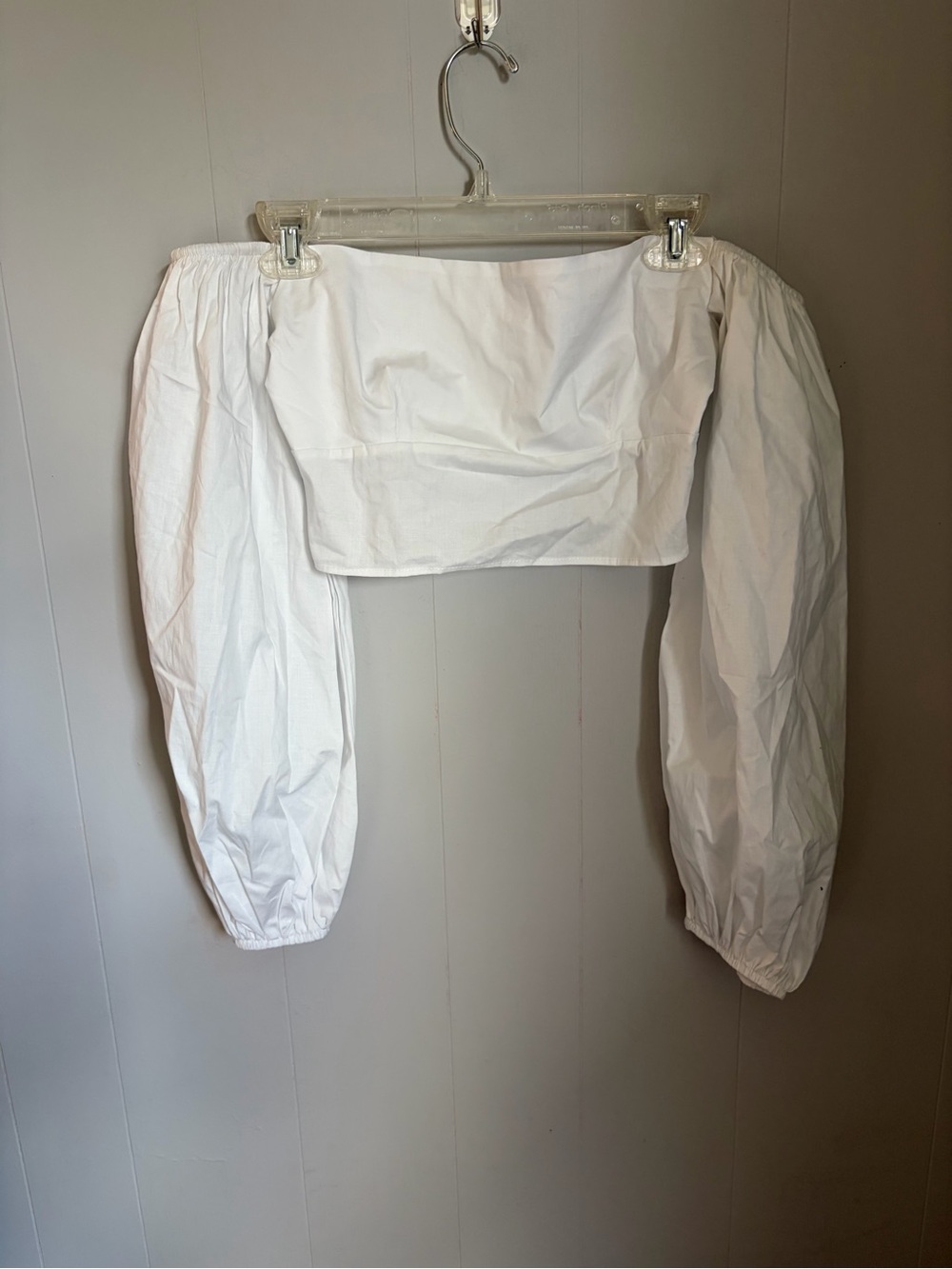 Susana Monaco White Off-Shoulder Puff Sleeve Crop Top